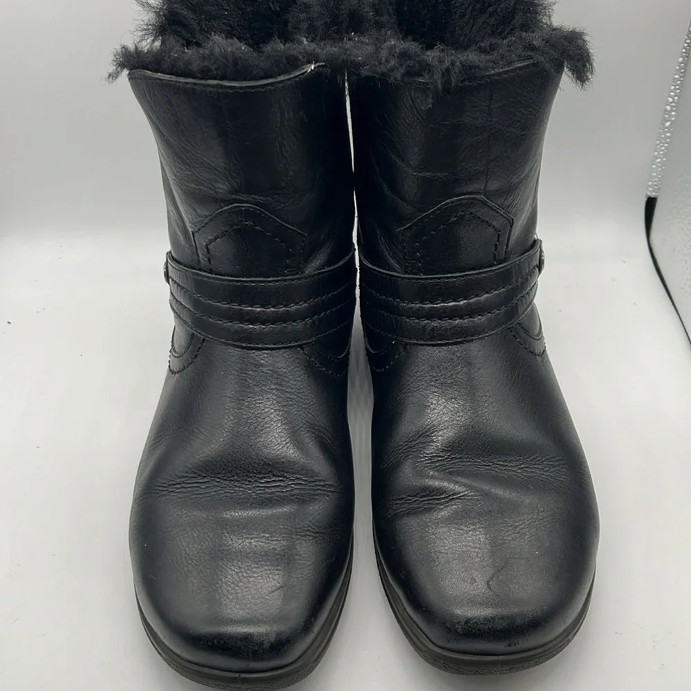 Obeo - Zoey Leather & Sheepskin Black Women's Black warm Ankle Boots Sz 7